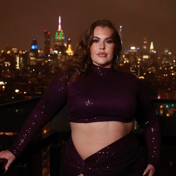 2 Piece Purple Sequin Crop Top and Skirt Set XLarge - Picture 5 of 8